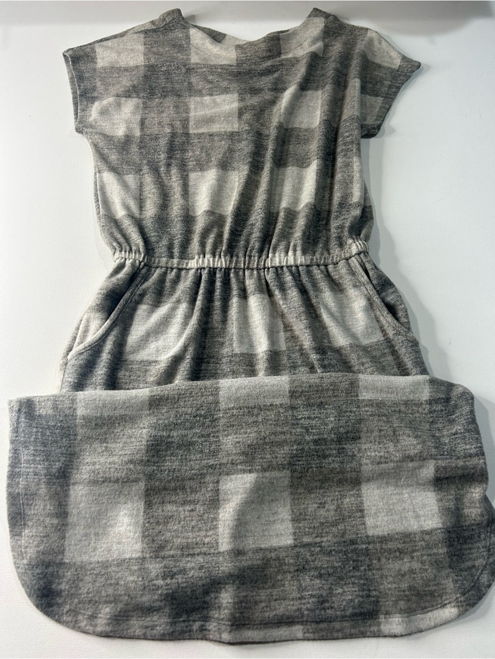 LuLaRoe Small Gray Plaid Maxi Dress with Elastic Waist